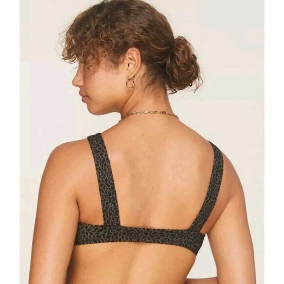 Andie x Demi Moore Monaco Swim Top Black Gold Floral Jacquard Size M The - Picture 3 of 10